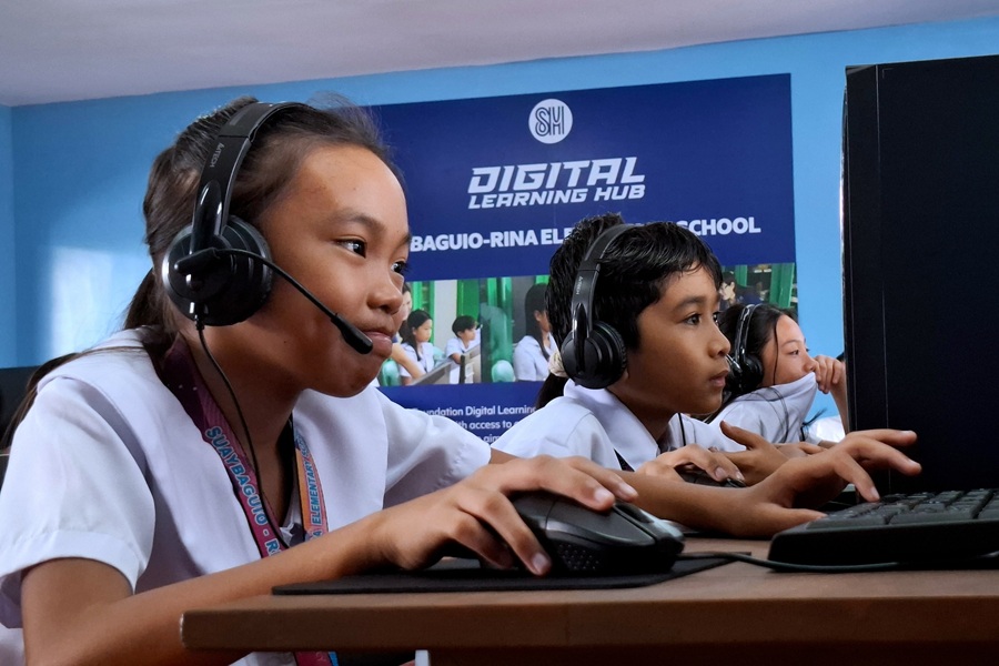 In photo: Students from Suayriña-Baguio Elementary School (SRES), Tagum City, inside their school’s new DigiHub. A social good collaboration of the foundation with Mastercard, SM Retail, and Ace Hardware, the project has so far transformed digital literacy initiatives various schools across the country, including Lemery Pilot Elementary School in Batangas, Tuba Central School in Benguet, Jugan Elementary School in Cebu, Macasandig Elementary School in Cagayan de Oro City, and Sta. Filomena Central School in Lanao del Norte, SRES in Tagum, Bayanan II Elementary School in Mindoro, and Jefmin Elementary School in Tarlac.